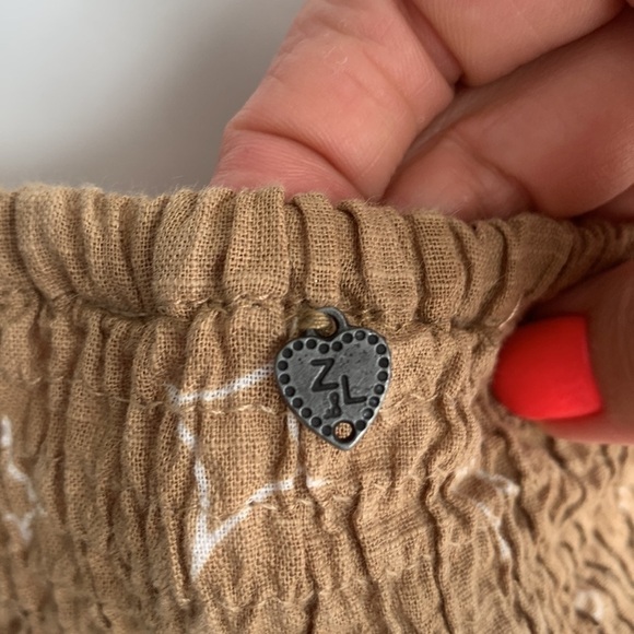 Z&L puff sleeves , tie front boho Gypsy crop top, size M - Picture 10 of 10